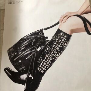Saint Laurent Studded Black Knee-High Boots 40 9.5 w/bag